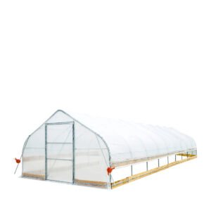 12' x 40' Tunnel Greenhouse Grow Tent w/6 Mil Clear EVA Plastic Film, Cold Frame, Hand Crank Roll-Up Sides, Peak Ceiling Roof, TMG-GH1240