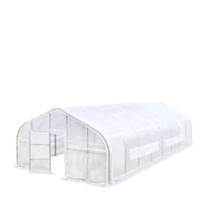 20' x 40' Tunnel Greenhouse Grow Tent w/12 Mil Ripstop Leno Mesh Cover, Cold Frame, Roll-up Windows, Peak Ceiling Roof, TMG-GH2040