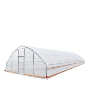 25' x 100' Tunnel Greenhouse Grow Tent w/6 Mil Clear EVA Plastic Film, Cold Frame, Hand Crank Roll-Up Sides, Peak Ceiling Roof, TMG-GH25100