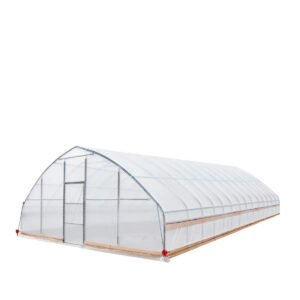 25' x 60' Tunnel Greenhouse Grow Tent w/6 Mil Clear EVA Plastic Film, Cold Frame, Hand Crank Roll-Up Sides, Peak Ceiling Roof, TMG-GH2560