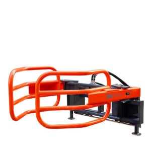 72" Skid Steer Hydraulic Round Bale Gripper/Squeeze, 2500 lb Capacity, 35" Depth, Dual Kickstands, Tubular Arms, Universal Quick-Mount, TMG-SBG72